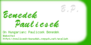 benedek paulicsek business card